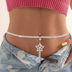 Navel Silver Star Waist Body Chain ~ NBC-6000